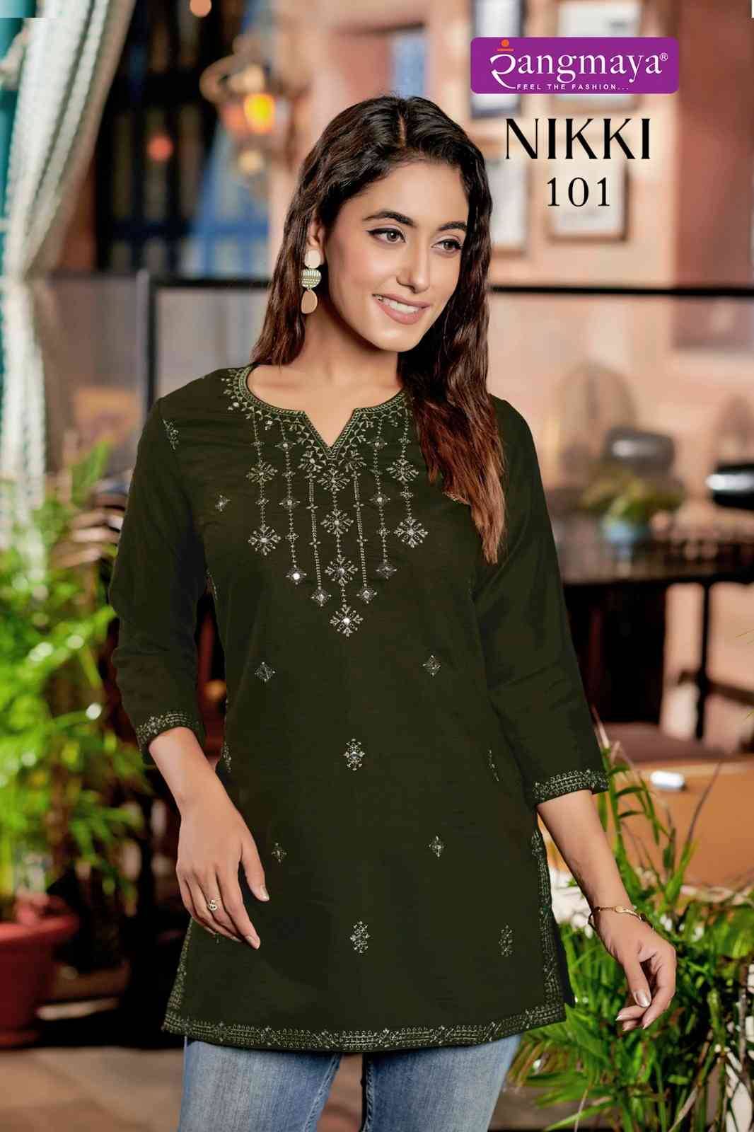 Nikki By Rangmaya 101 To 108 Series Designer Stylish Fancy Colorful Beautiful Party Wear & Ethnic Wear Collection Vertican Tops At Wholesale Price