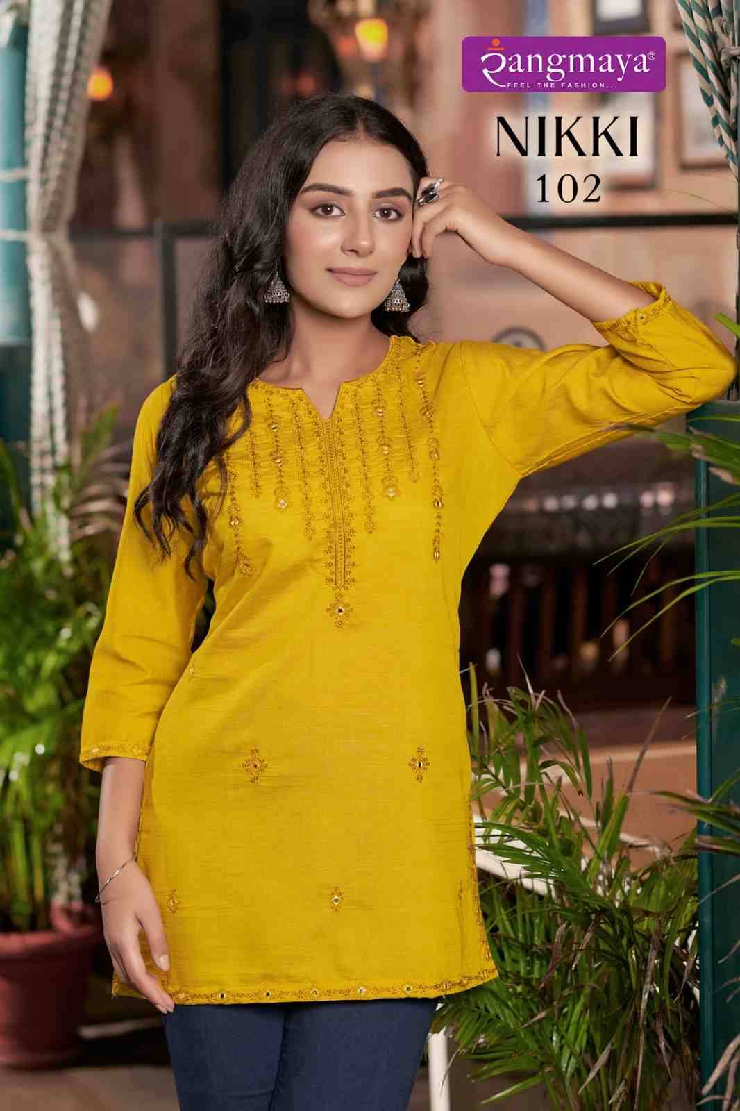 Nikki By Rangmaya 101 To 108 Series Designer Stylish Fancy Colorful Beautiful Party Wear & Ethnic Wear Collection Vertican Tops At Wholesale Price