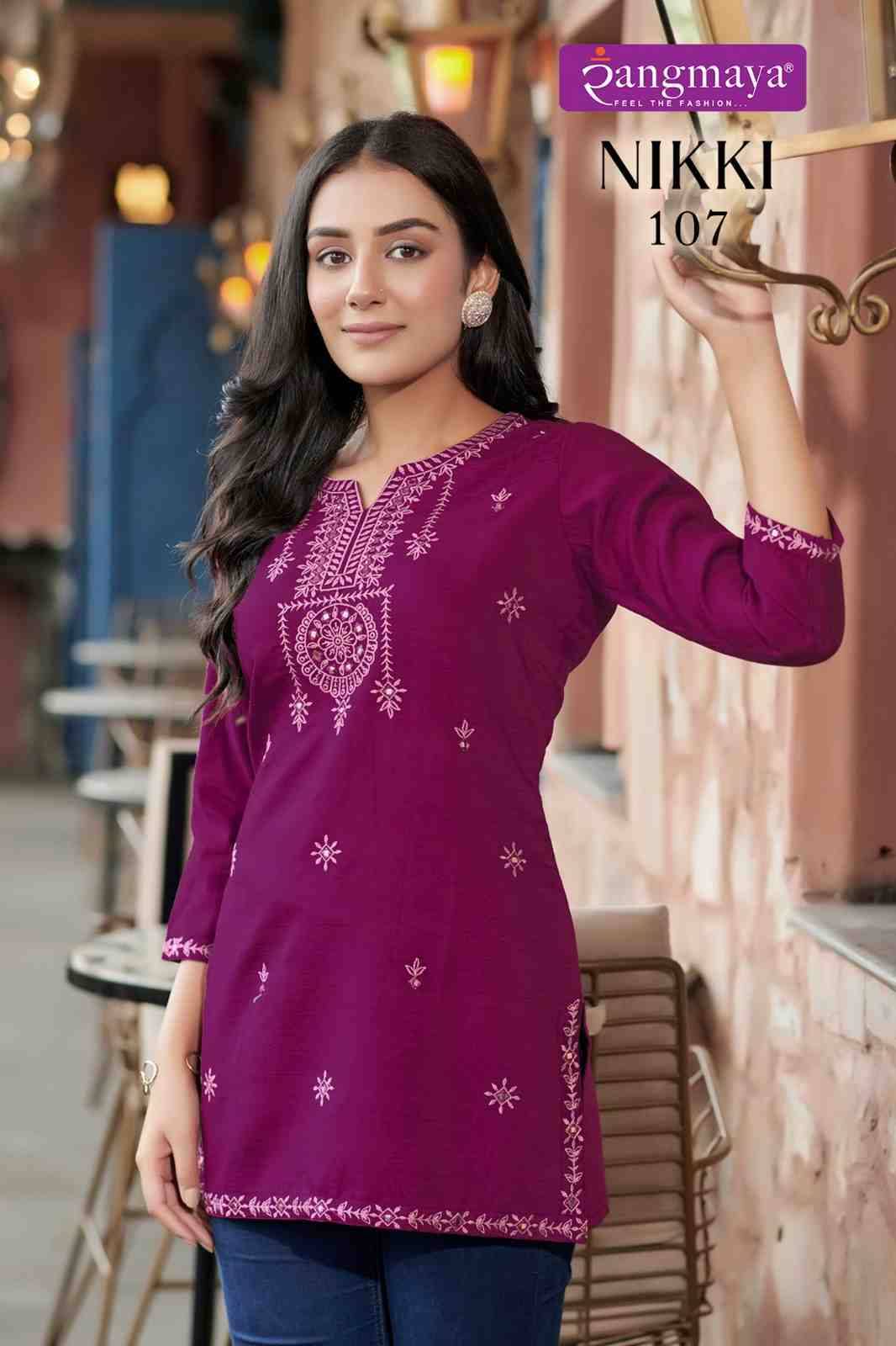 Nikki By Rangmaya 101 To 108 Series Designer Stylish Fancy Colorful Beautiful Party Wear & Ethnic Wear Collection Vertican Tops At Wholesale Price