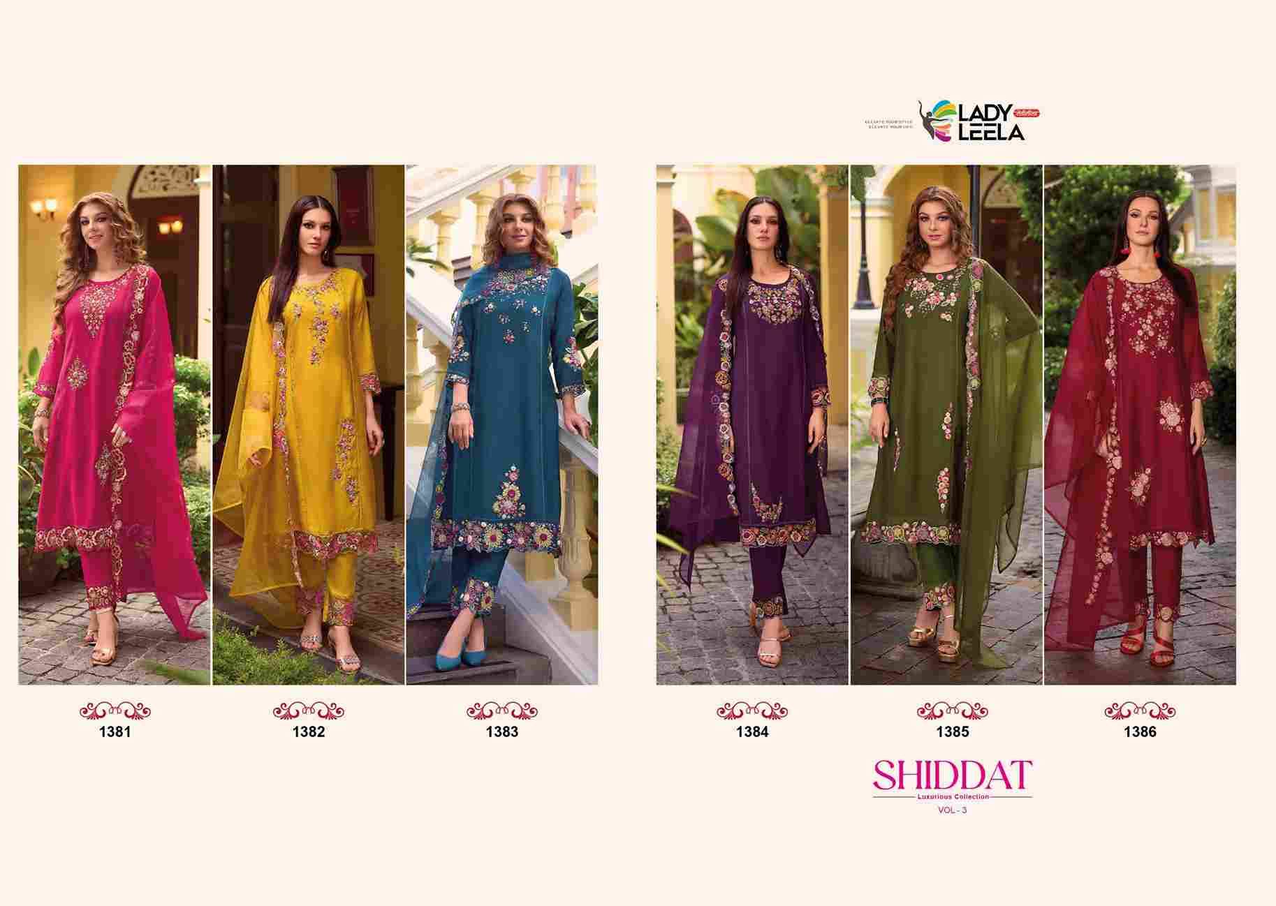 Shiddat Vol-3 By Lady Leela 1381 To 1386 Series Designer Festive Suits Beautiful Fancy Stylish Colorful Party Wear & Occasional Wear Pure Viscose Embroidered Dresses At Wholesale Price