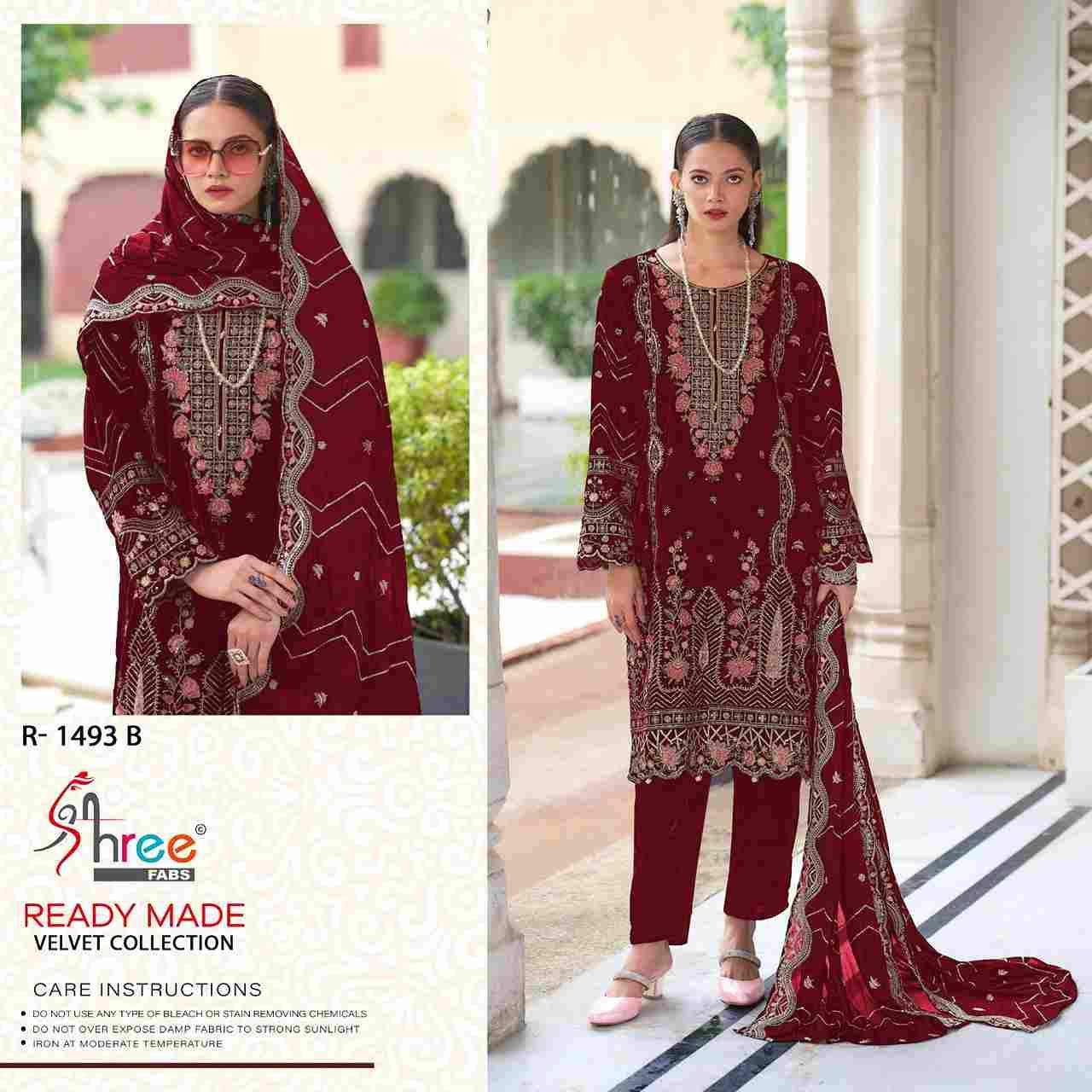 Shree Fabs Hit Design R-1493 Colours By Shree Fabs R-1493-A To R-1493-D Series Wholesale Designer Pakistani Suits Collection Beautiful Stylish Fancy Colorful Party Wear & Occasional Wear Velvet Dresses At Wholesale Price