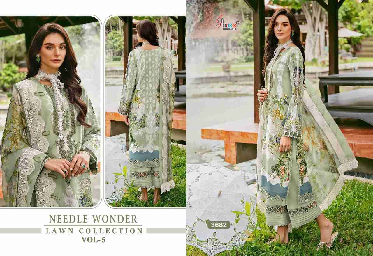 Needle Wonder Lawn Collection Vol-5 By Shree Fabs 3681 To 3686 Series Designer Pakistani Suits Beautiful Fancy Stylish Colorful Party Wear & Occasional Wear Pure Cotton With Embroidery Dresses At Wholesale Price