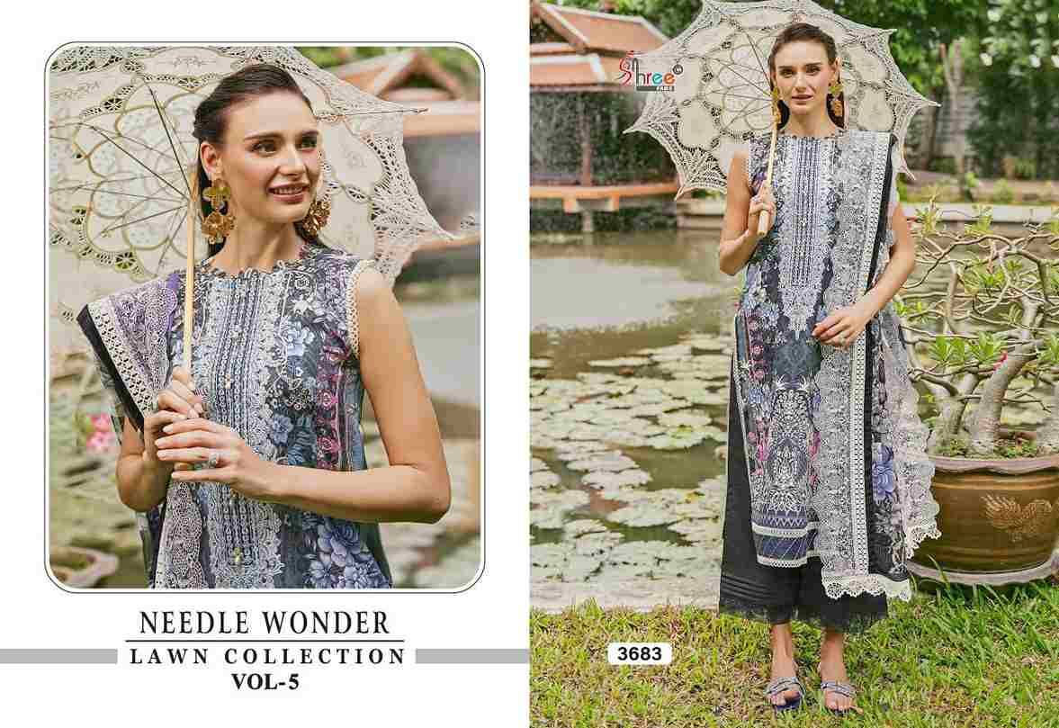 Needle Wonder Lawn Collection Vol-5 By Shree Fabs 3681 To 3686 Series Designer Pakistani Suits Beautiful Fancy Stylish Colorful Party Wear & Occasional Wear Pure Cotton With Embroidery Dresses At Wholesale Price