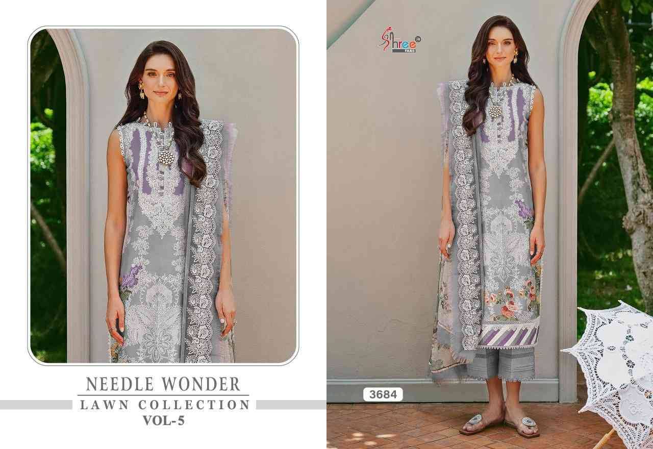 Needle Wonder Lawn Collection Vol-5 By Shree Fabs 3681 To 3686 Series Designer Pakistani Suits Beautiful Fancy Stylish Colorful Party Wear & Occasional Wear Pure Cotton With Embroidery Dresses At Wholesale Price