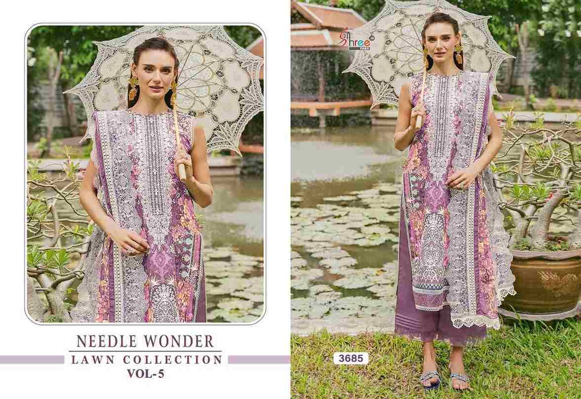 Needle Wonder Lawn Collection Vol-5 By Shree Fabs 3681 To 3686 Series Designer Pakistani Suits Beautiful Fancy Stylish Colorful Party Wear & Occasional Wear Pure Cotton With Embroidery Dresses At Wholesale Price