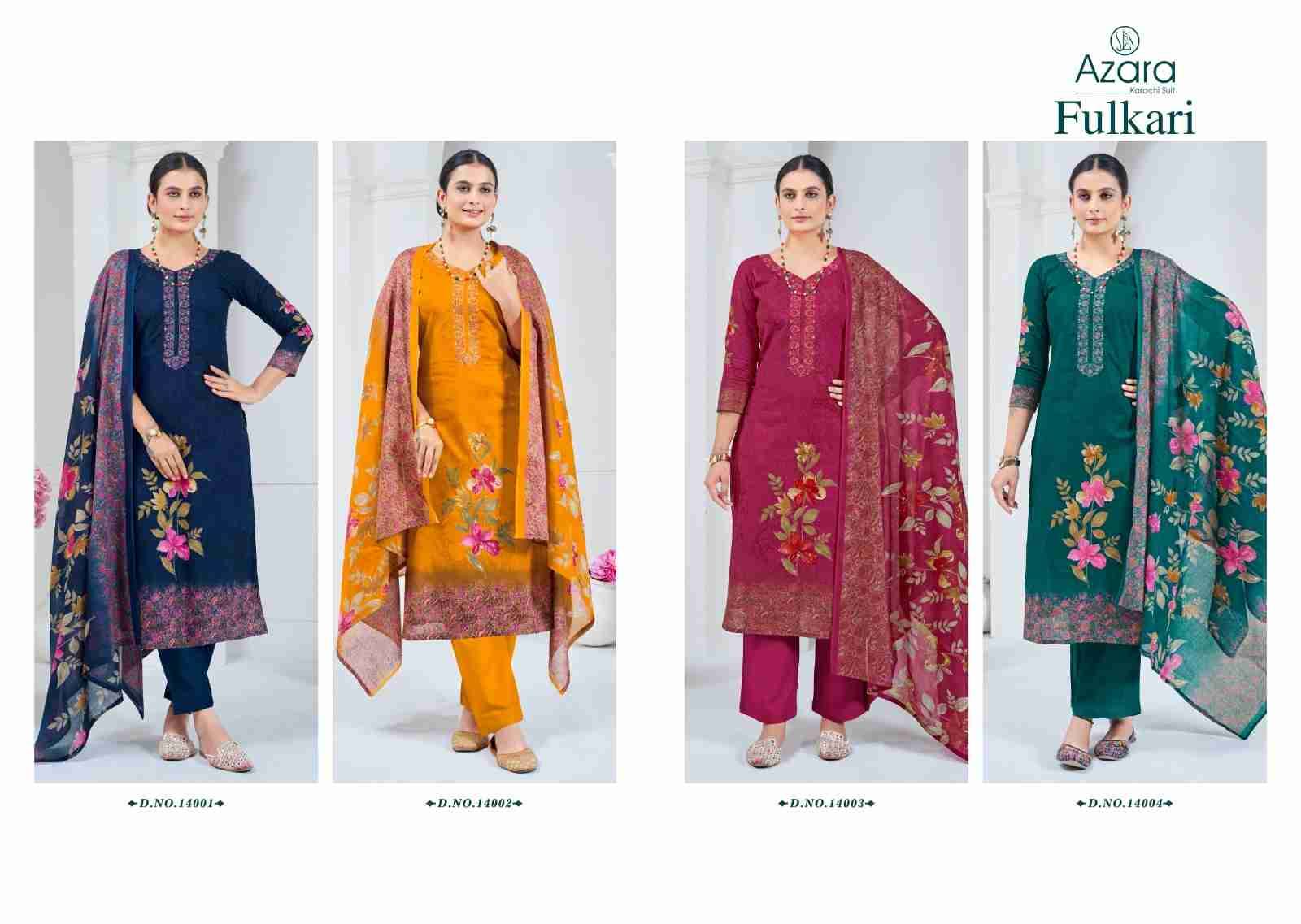 Fulkari By Azara 14001 To 14004 Series Beautiful Festive Suits Stylish Fancy Colorful Casual Wear & Ethnic Wear Pure Lawn Cotton Print Dresses At Wholesale Price