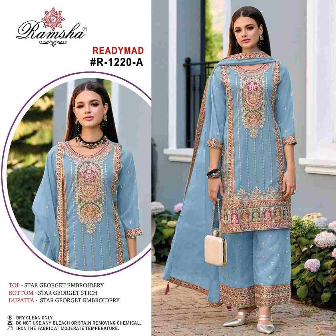 Ramsha 1220 Colours By Ramsha 1220-A To 1220-D Series Beautiful Pakistani Suits Colorful Stylish Fancy Casual Wear & Ethnic Wear Georgette Dresses At Wholesale Price