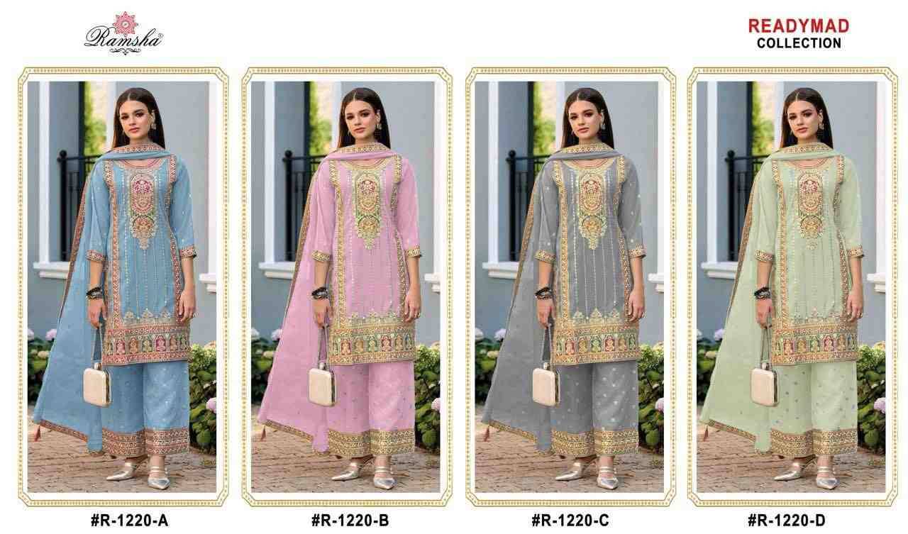 Ramsha 1220 Colours By Ramsha 1220-A To 1220-D Series Beautiful Pakistani Suits Colorful Stylish Fancy Casual Wear & Ethnic Wear Georgette Dresses At Wholesale Price