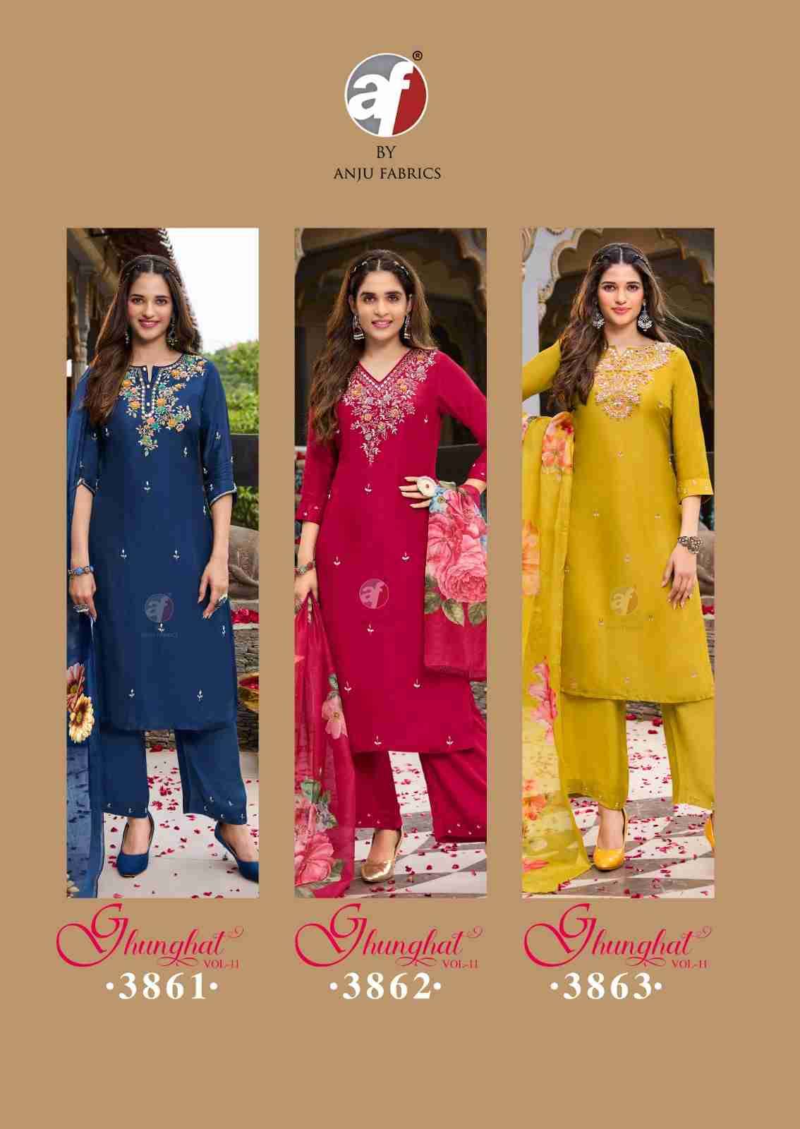 Ghunghat Vol-11 By Anju Fabrics 3861 To 3866 Series Designer Festive Suits Beautiful Stylish Fancy Colorful Party Wear & Occasional Wear Pure Dola Silk Dresses At Wholesale Price