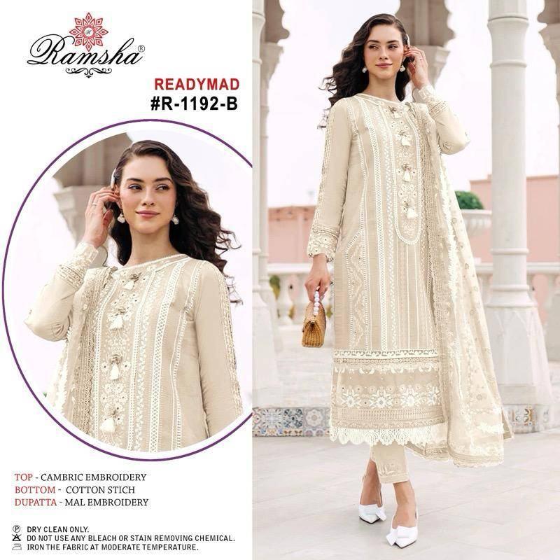 Ramsha 1192 Colours By Ramsha 1192-A To 1192-D Series Beautiful Pakistani Suits Colorful Stylish Fancy Casual Wear & Ethnic Wear Cambric Dresses At Wholesale Price