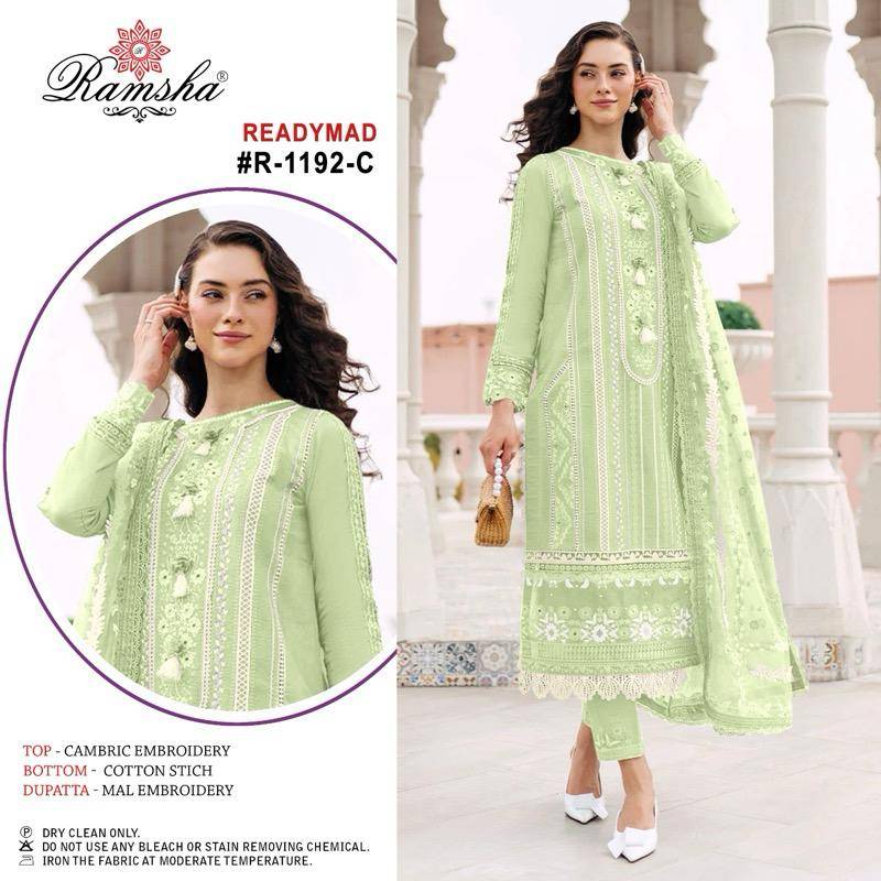 Ramsha 1192 Colours By Ramsha 1192-A To 1192-D Series Beautiful Pakistani Suits Colorful Stylish Fancy Casual Wear & Ethnic Wear Cambric Dresses At Wholesale Price