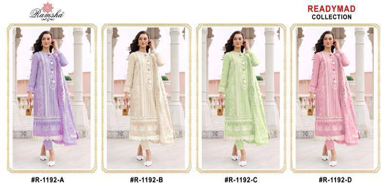 Ramsha 1192 Colours By Ramsha 1192-A To 1192-D Series Beautiful Pakistani Suits Colorful Stylish Fancy Casual Wear & Ethnic Wear Cambric Dresses At Wholesale Price