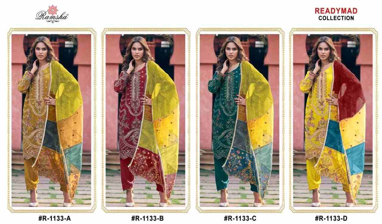 Ramsha 1133 Colours By Ramsha 1133-A To 1133-D Series Beautiful Pakistani Suits Colorful Stylish Fancy Casual Wear & Ethnic Wear Organza Dresses At Wholesale Price