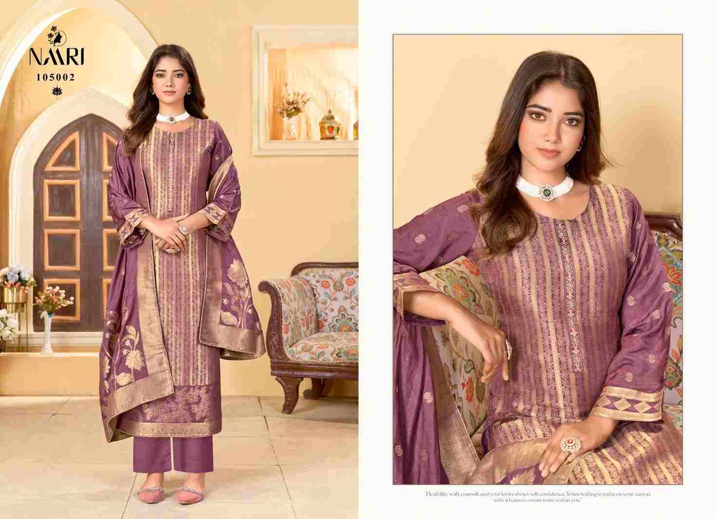 Chamak By Naari 105001 To 105004 Series Beautiful Stylish Festive Suits Fancy Colorful Casual Wear & Ethnic Wear & Ready To Wear Pure Muslin Jacquard Dresses At Wholesale Price