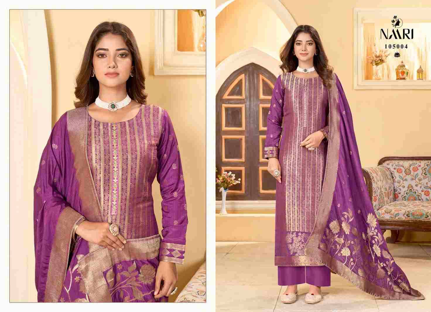 Chamak By Naari 105001 To 105004 Series Beautiful Stylish Festive Suits Fancy Colorful Casual Wear & Ethnic Wear & Ready To Wear Pure Muslin Jacquard Dresses At Wholesale Price