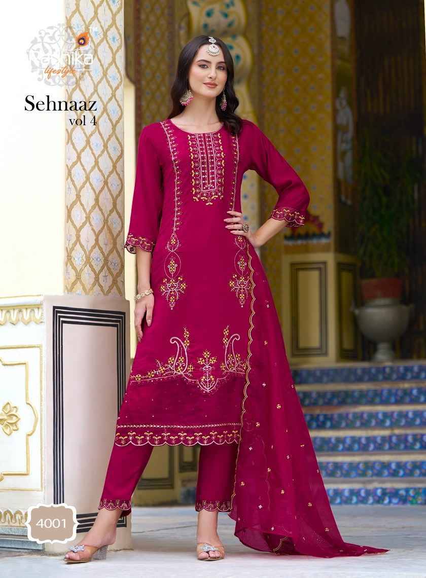 Sehnaaz Vol-4 By Radhika Lifestyle 4001 To 4006 Series Beautiful Stylish Anarkali Suits Fancy Colorful Casual Wear & Ethnic Wear & Ready To Wear Pure Silk Dresses At Wholesale Price