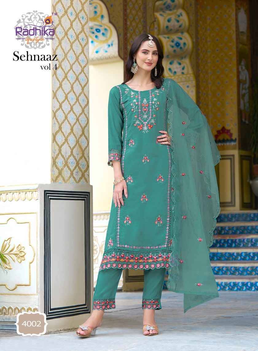 Sehnaaz Vol-4 By Radhika Lifestyle 4001 To 4006 Series Beautiful Stylish Anarkali Suits Fancy Colorful Casual Wear & Ethnic Wear & Ready To Wear Pure Silk Dresses At Wholesale Price