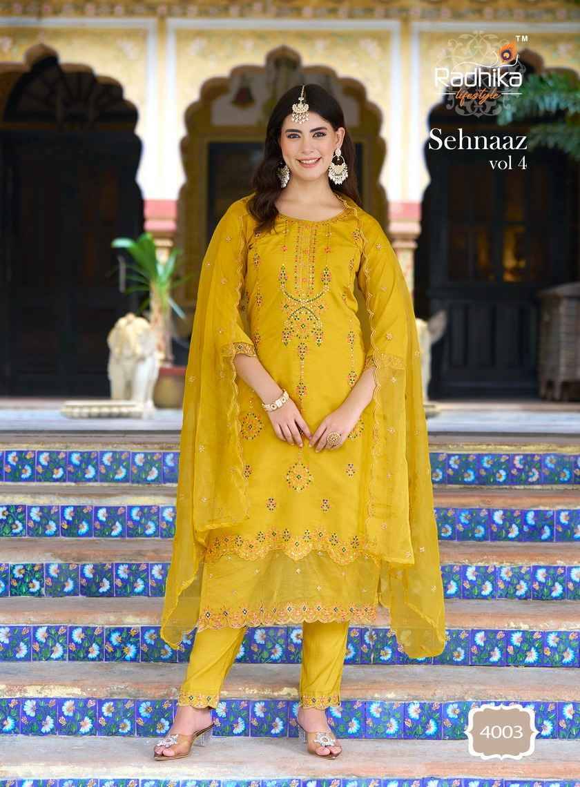 Sehnaaz Vol-4 By Radhika Lifestyle 4001 To 4006 Series Beautiful Stylish Anarkali Suits Fancy Colorful Casual Wear & Ethnic Wear & Ready To Wear Pure Silk Dresses At Wholesale Price