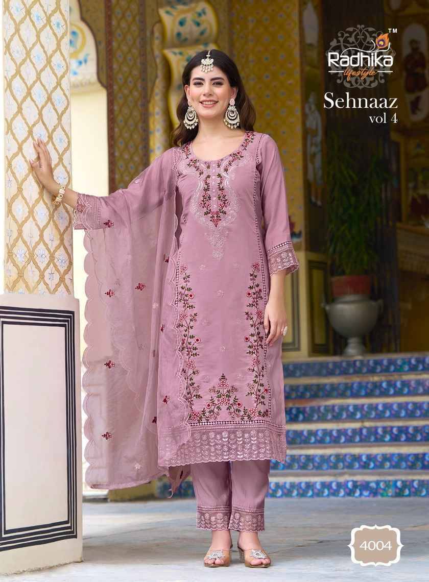 Sehnaaz Vol-4 By Radhika Lifestyle 4001 To 4006 Series Beautiful Stylish Anarkali Suits Fancy Colorful Casual Wear & Ethnic Wear & Ready To Wear Pure Silk Dresses At Wholesale Price