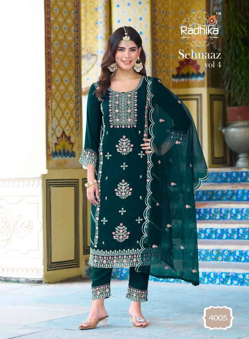 Sehnaaz Vol-4 By Radhika Lifestyle 4001 To 4006 Series Beautiful Stylish Anarkali Suits Fancy Colorful Casual Wear & Ethnic Wear & Ready To Wear Pure Silk Dresses At Wholesale Price