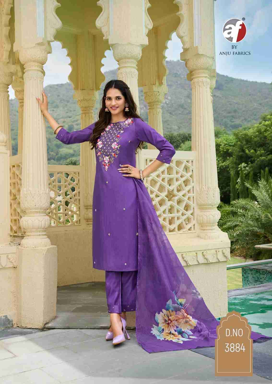 Desi Dhaga By Anju Fabrics 3881 To 3886 Series Designer Festive Suits Beautiful Stylish Fancy Colorful Party Wear & Occasional Wear Viscose Rayon Dresses At Wholesale Price