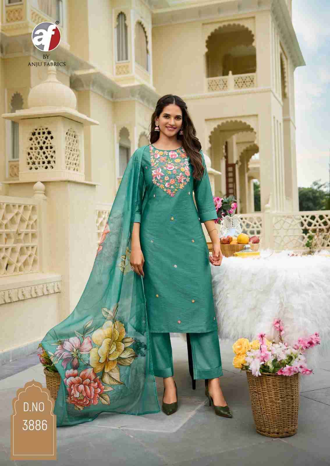 Desi Dhaga By Anju Fabrics 3881 To 3886 Series Designer Festive Suits Beautiful Stylish Fancy Colorful Party Wear & Occasional Wear Viscose Rayon Dresses At Wholesale Price