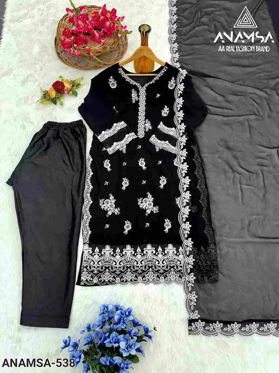 Anamsa Hit Design 538 By Fashid Wholesale Beautiful Pakistani Suits Colorful Stylish Fancy Casual Wear & Ethnic Wear Pure Faux Georgette Embroidered Dresses At Wholesale Price