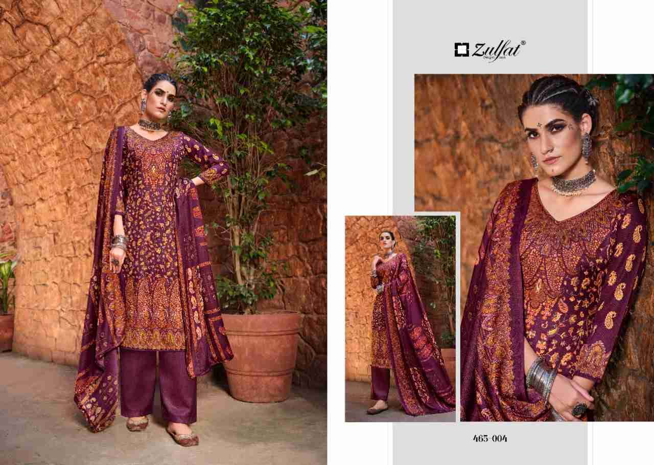 Aisha By Zulfat 465-001 To 465-010 Series Beautiful Festive Suits Colorful Stylish Fancy Casual Wear & Ethnic Wear Pure Pashmina Print With Embroidered Dresses At Wholesale Price