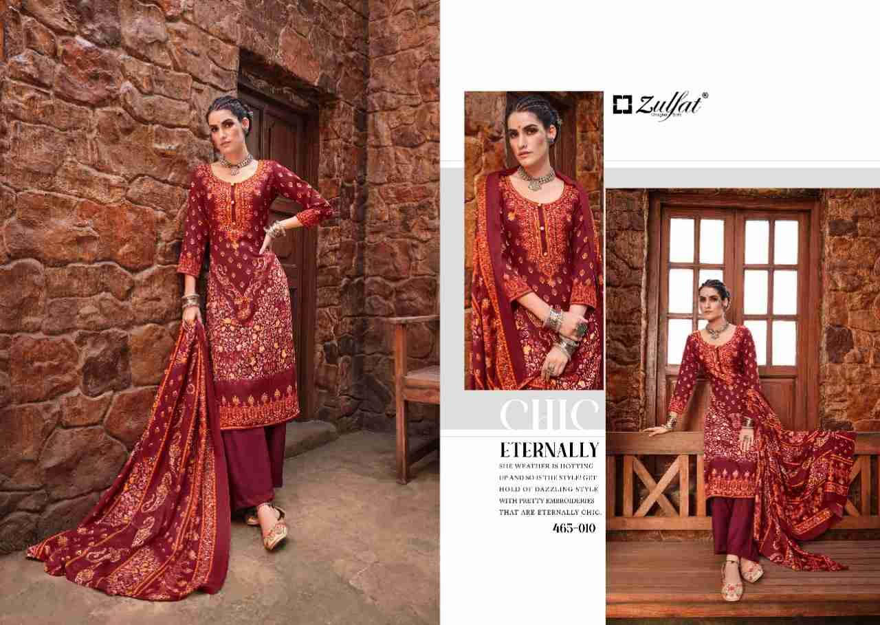 Aisha By Zulfat 465-001 To 465-010 Series Beautiful Festive Suits Colorful Stylish Fancy Casual Wear & Ethnic Wear Pure Pashmina Print With Embroidered Dresses At Wholesale Price