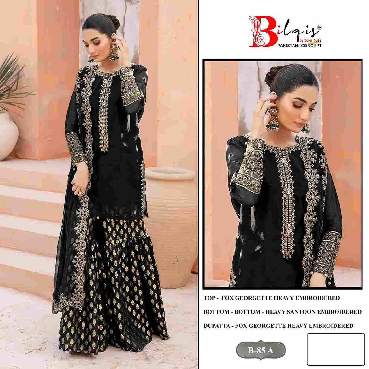 Bilqis 85 Colours By Bilqis 85-A To 85-B Series Beautiful Pakistani Suits Stylish Fancy Colorful Party Wear & Occasional Wear Faux Georgette Embroidery Dresses At Wholesale Price