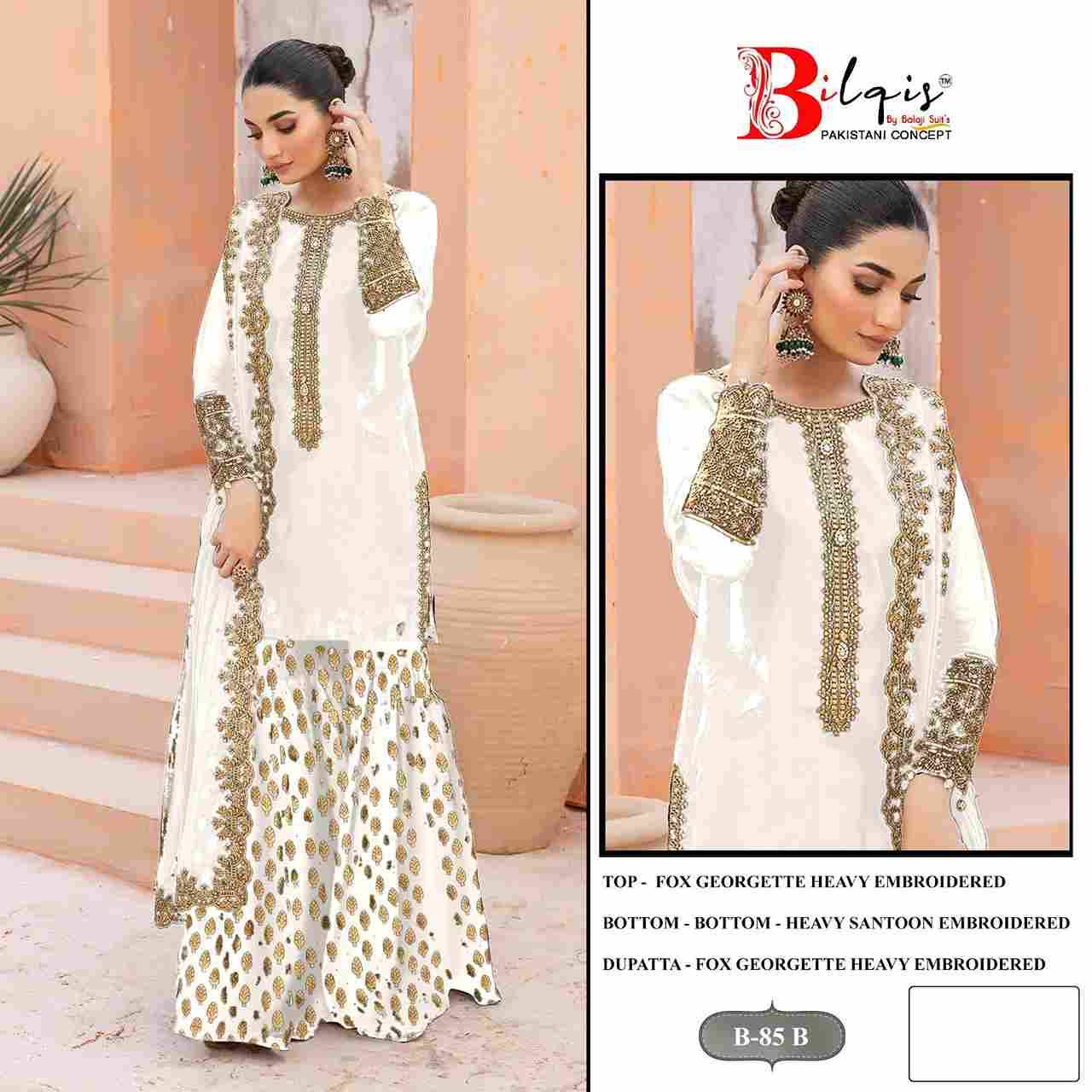 Bilqis 85 Colours By Bilqis 85-A To 85-B Series Beautiful Pakistani Suits Stylish Fancy Colorful Party Wear & Occasional Wear Faux Georgette Embroidery Dresses At Wholesale Price