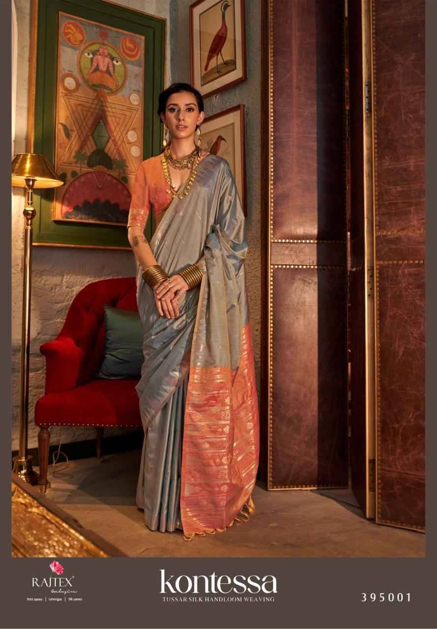 Kontessa By Raj Tex 395001 To 395006 Series Indian Traditional Wear Collection Beautiful Stylish Fancy Colorful Party Wear & Occasional Wear Tussar Silk Sarees At Wholesale Price