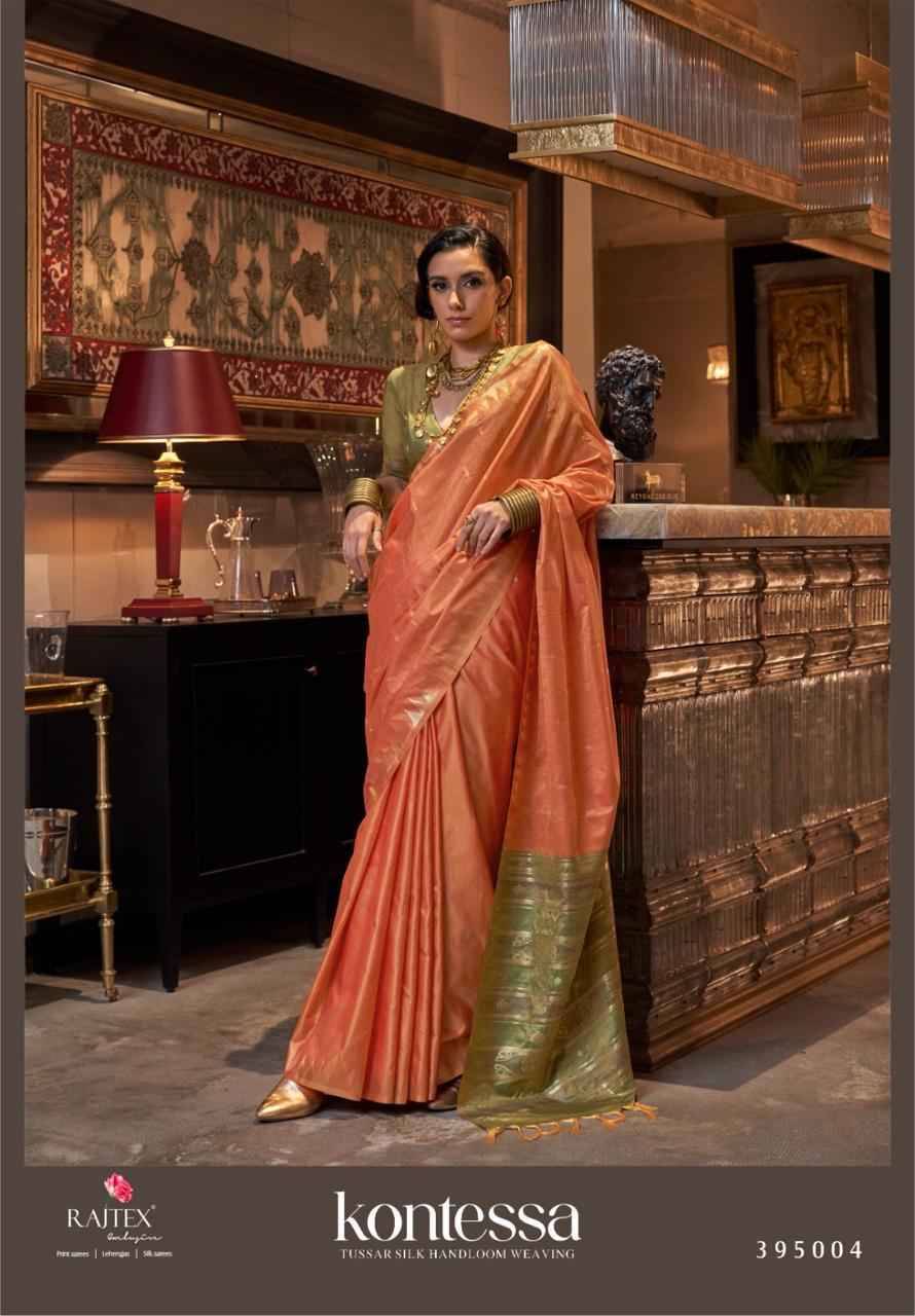 Kontessa By Raj Tex 395001 To 395006 Series Indian Traditional Wear Collection Beautiful Stylish Fancy Colorful Party Wear & Occasional Wear Tussar Silk Sarees At Wholesale Price