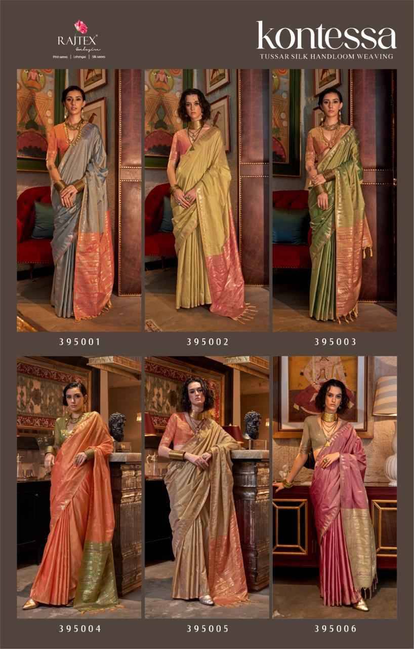 Kontessa By Raj Tex 395001 To 395006 Series Indian Traditional Wear Collection Beautiful Stylish Fancy Colorful Party Wear & Occasional Wear Tussar Silk Sarees At Wholesale Price