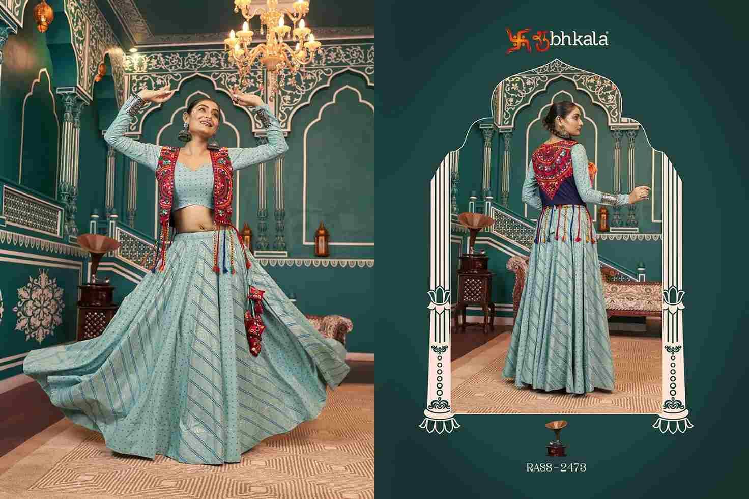 Raas Vol-18 By Shubhkala 2471 To 2475 Series Navratri Wear Collection Beautiful Stylish Colorful Fancy Party Wear & Occasional Wear Viscose Rayon/Silk Lehengas At Wholesale Price