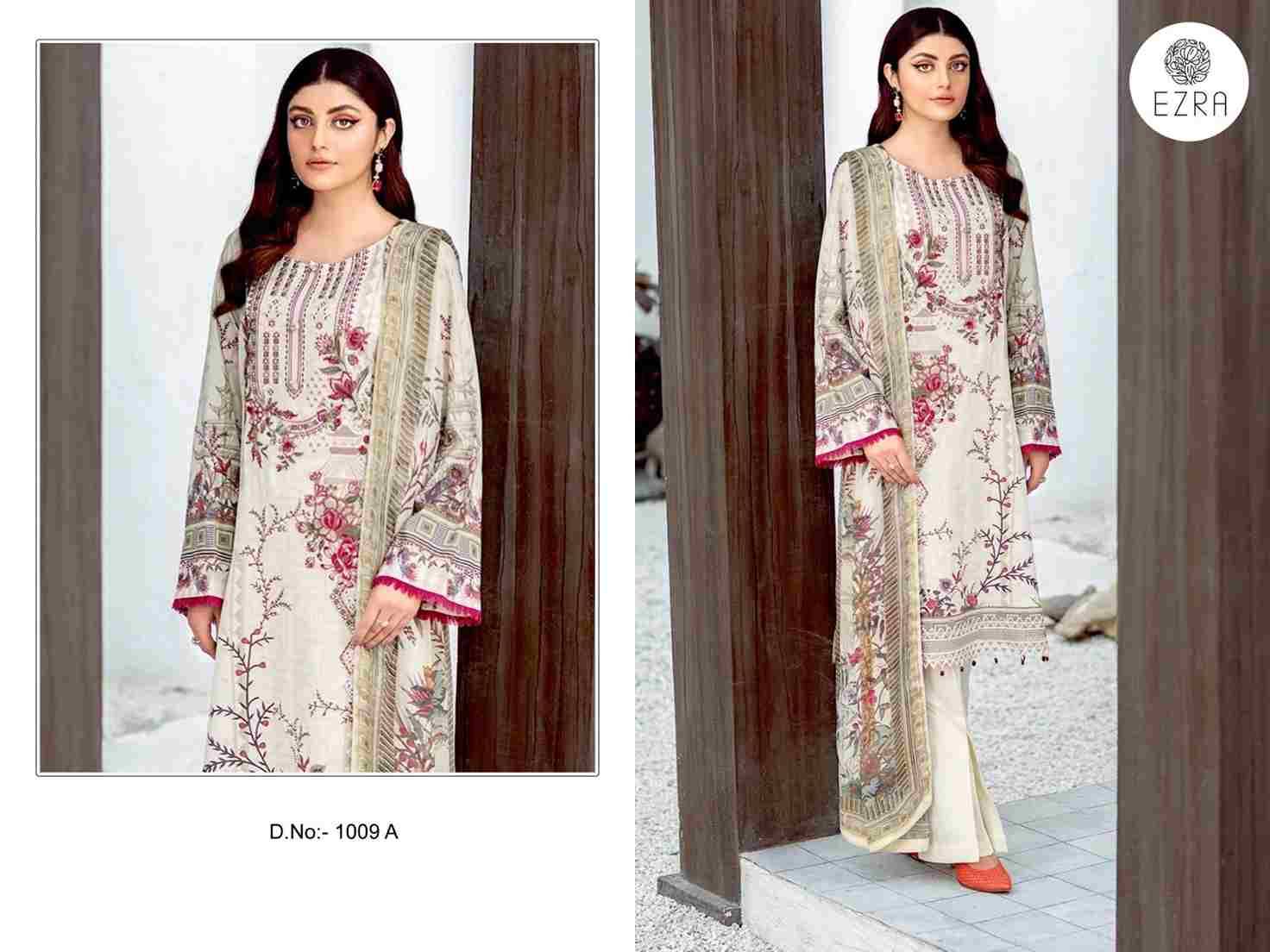 Ezra 1009 Colours By Ezra 1009-A To 1009-B Series Pakistani Suits Beautiful Fancy Colorful Stylish Party Wear & Occasional Wear Pure Cotton Embroidery Dresses At Wholesale Price