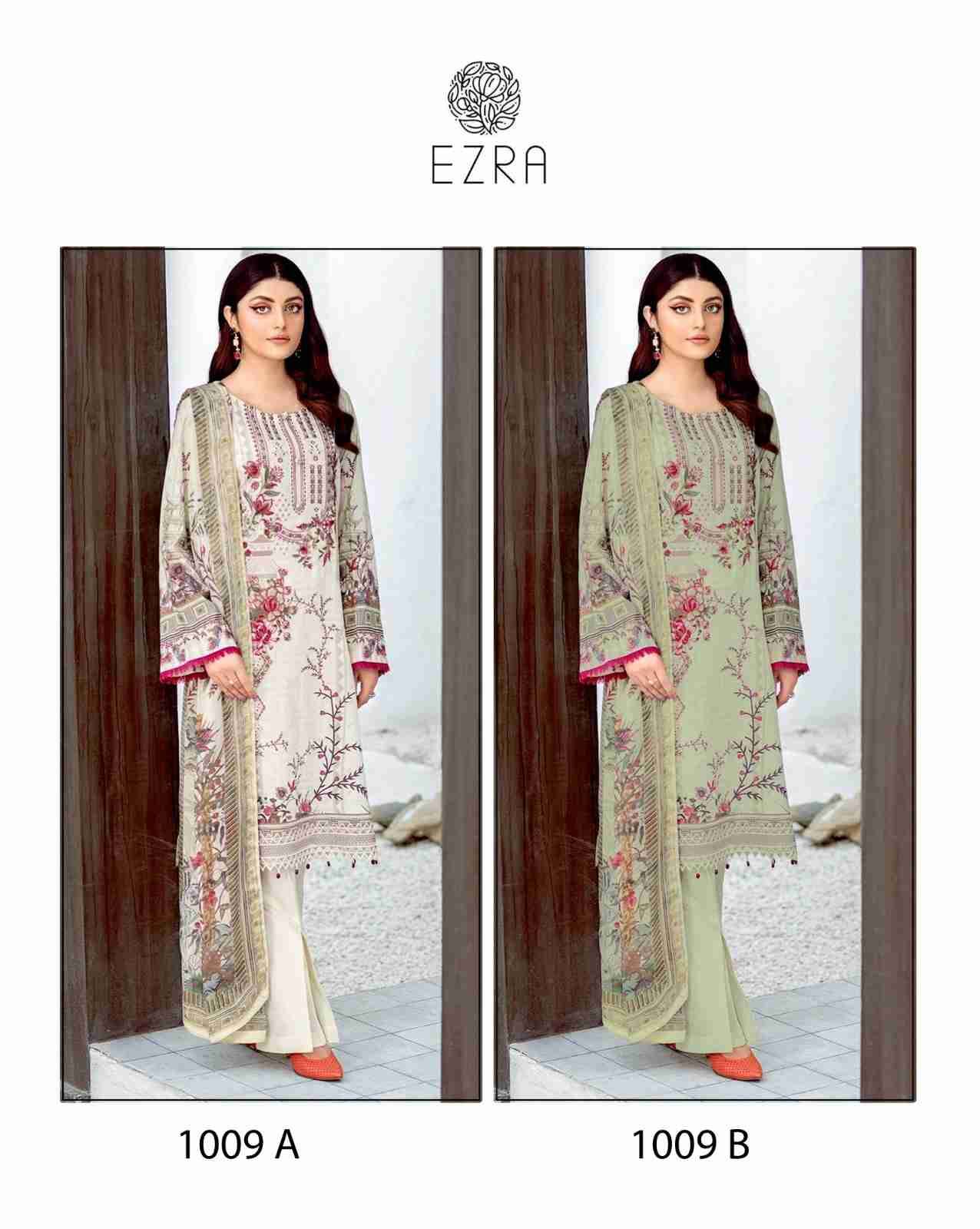 Ezra 1009 Colours By Ezra 1009-A To 1009-B Series Pakistani Suits Beautiful Fancy Colorful Stylish Party Wear & Occasional Wear Pure Cotton Embroidery Dresses At Wholesale Price