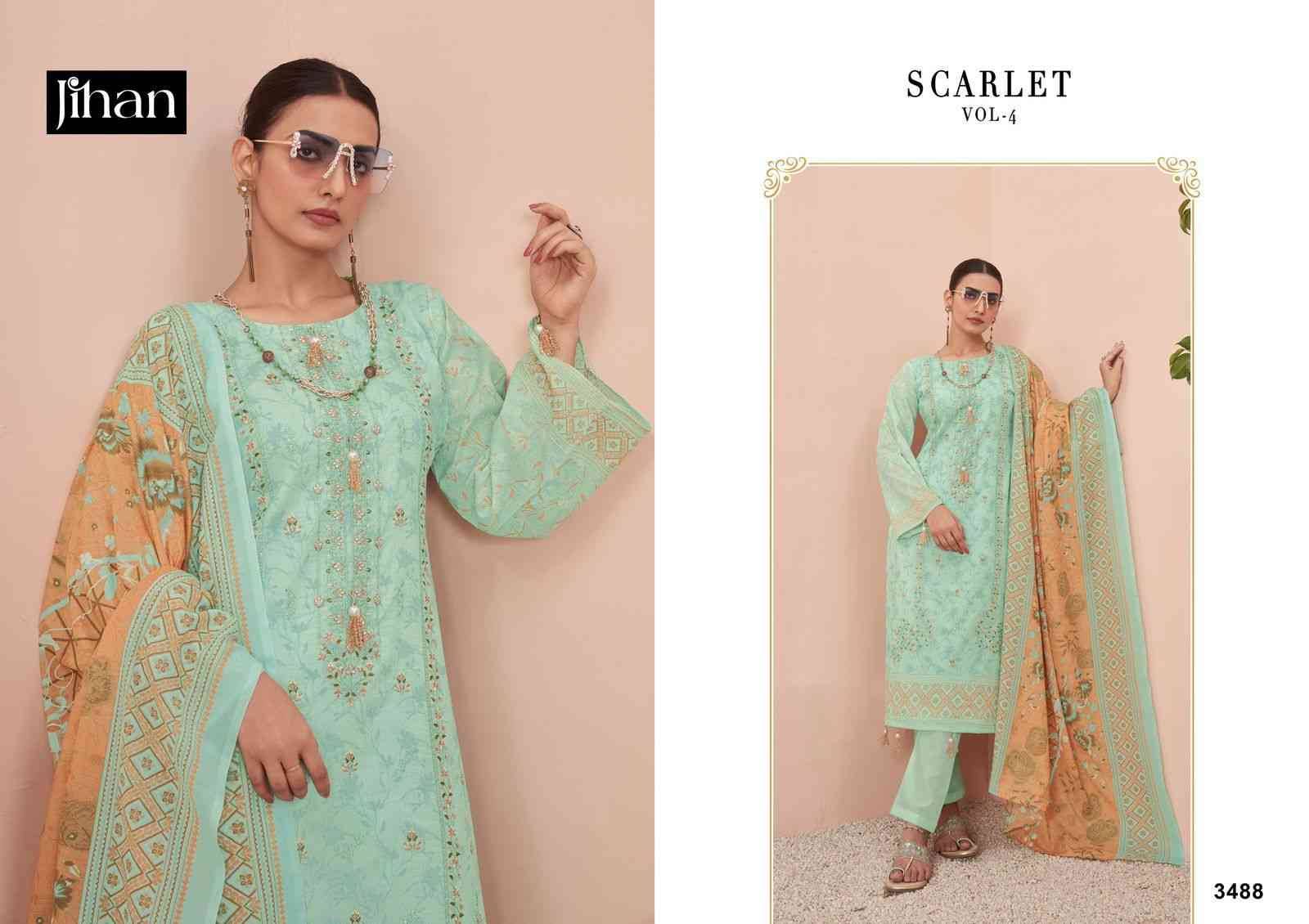 Scarlet Vol-4 By Jihan 3488 To 3491 Series Beautiful Stylish Pakistani Suits Fancy Colorful Casual Wear & Ethnic Wear & Ready To Wear Pure Lawn Print Dresses At Wholesale Price