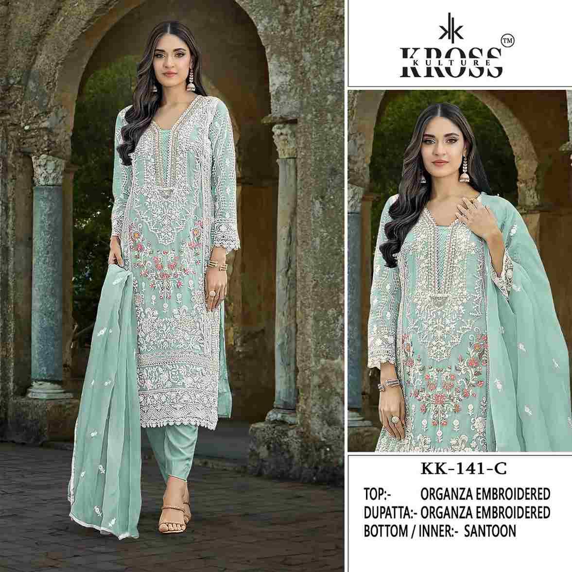 Kross Kulture Hit Design 141 Colours By Kross Kulture 141-A To 141-D Series Beautiful Pakistani Suits Colorful Stylish Fancy Casual Wear & Ethnic Wear Organza With Embroidered Dresses At Wholesale Price