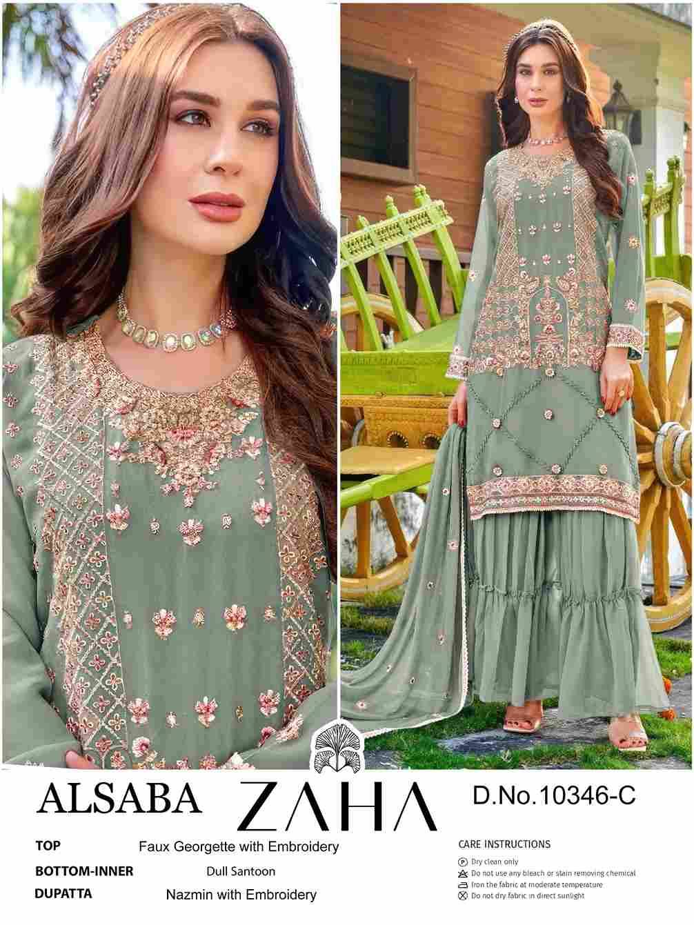 Alsaba By Zaha 10346-A To 10346-D Series Designer Pakistani Suits Beautiful Fancy Stylish Colorful Party Wear & Occasional Wear Faux Georgette With Embroidery Dresses At Wholesale Price