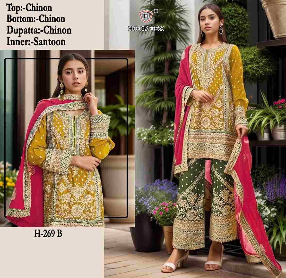 Hoor Tex Hit Design H-269 Colours By Hoor Tex H-269-A To H-269-C Series Designer Festive Pakistani Suits Collection Beautiful Stylish Fancy Colorful Party Wear & Occasional Wear Heavy Chinnon Embroidered Dresses At Wholesale Price