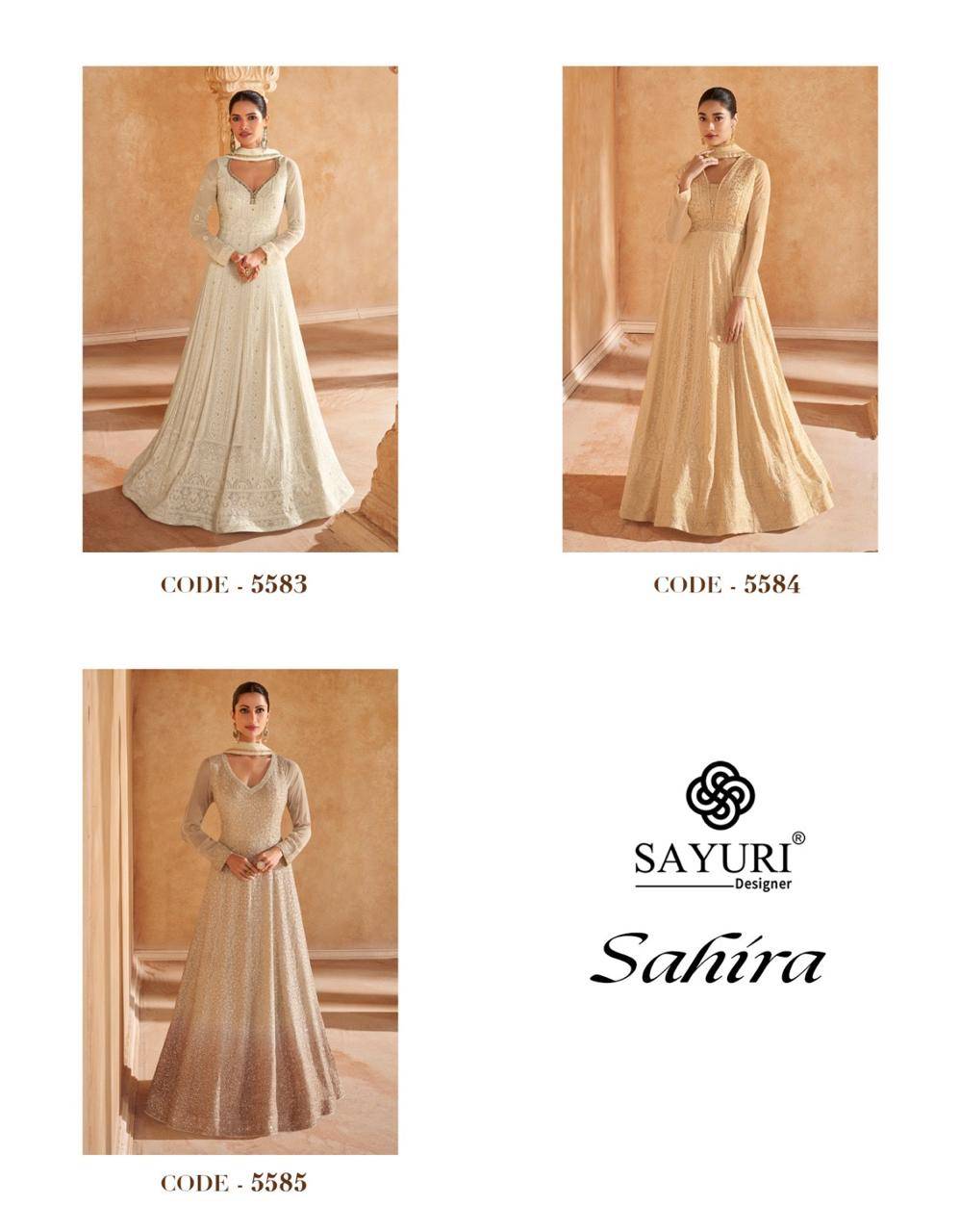 Sahira By Sayuri 5583 To 5585 Series Designer Stylish Fancy Colorful Beautiful Party Wear & Ethnic Wear Collection Georgette Gowns With Dupatta At Wholesale Price