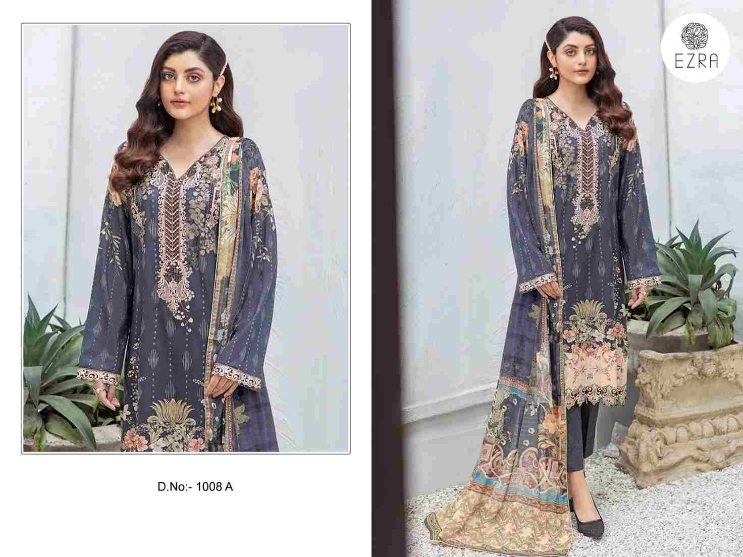 Ezra 1008 Colours By Ezra 1008-A To 1008-B Series Pakistani Suits Beautiful Fancy Colorful Stylish Party Wear & Occasional Wear Pure Cotton Embroidery Dresses At Wholesale Price