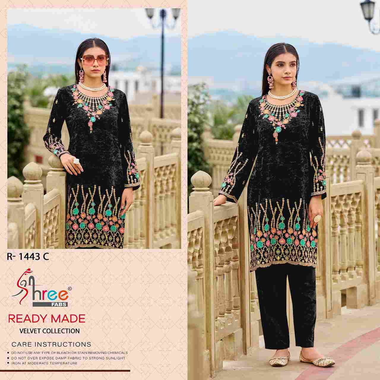 Shree Fabs Hit Design R-1443 Colours By Shree Fabs R-1443-A To R-1443-D Series Designer Pakistani Suits Collection Beautiful Stylish Fancy Colorful Party Wear & Occasional Wear Viscose Velvet Kurtis With Bottom At Wholesale Price