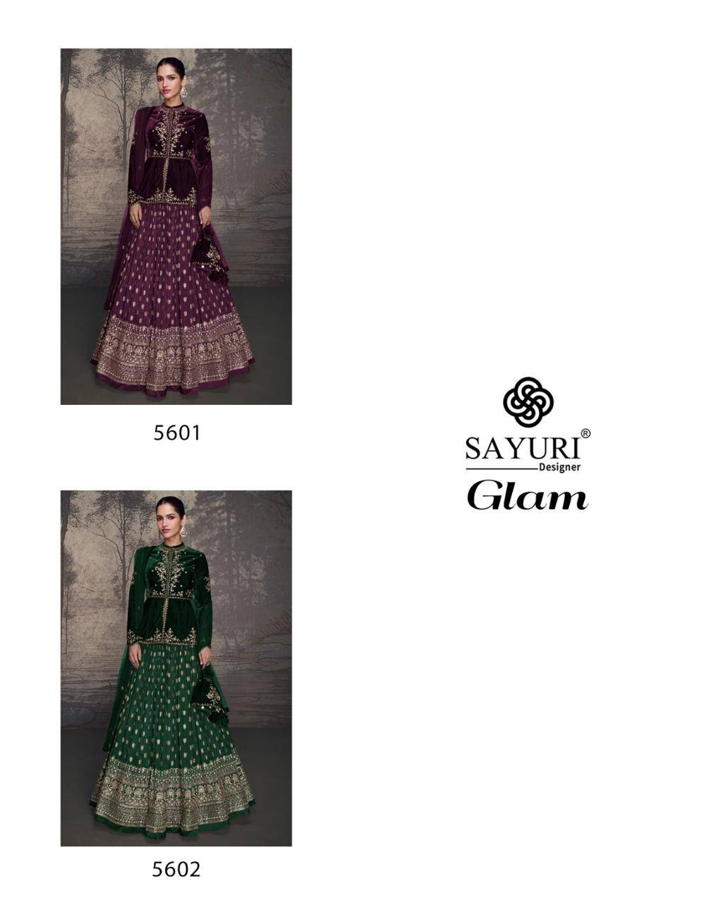 Glam By Sayuri 5601 To 5602 Series Beautiful Festive Suits Colorful Stylish Fancy Casual Wear & Ethnic Wear Velvet Tops With Skirt At Wholesale Price