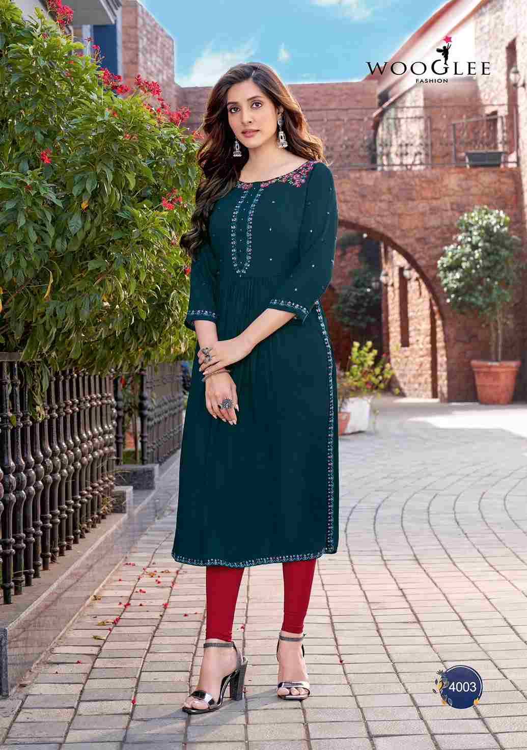 Ananta By Wooglee 4001 To 4004 Series Designer Stylish Fancy Colorful Beautiful Party Wear & Ethnic Wear Collection Heavy Rayon Kurtis At Wholesale Price