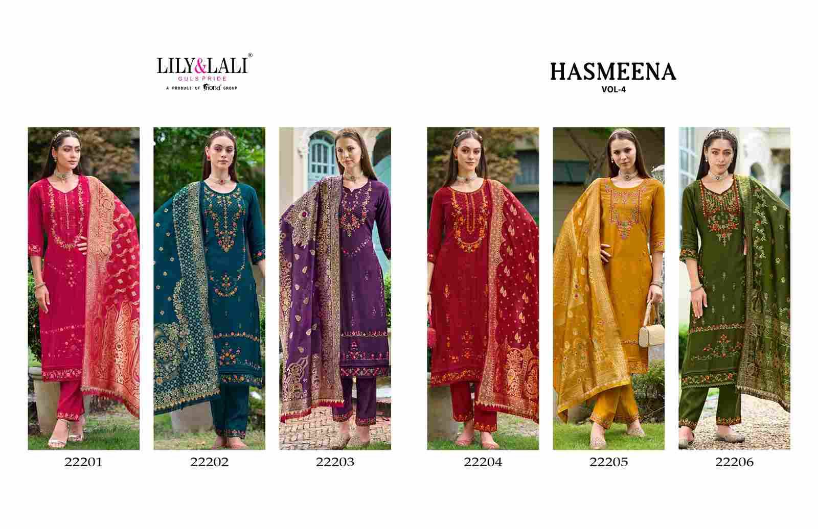 Hasmeena Vol-4 By Lily And Lali 22201 To 22206 Series Beautiful Festive Suits Colorful Stylish Fancy Casual Wear & Ethnic Wear Viscose Dresses At Wholesale Price