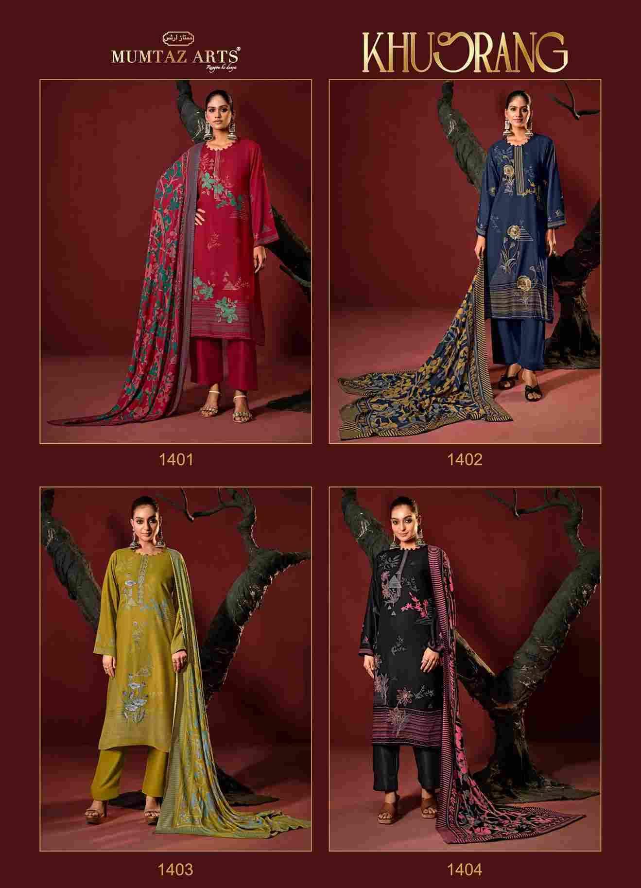 Khusrang By Mumtaz Arts 1401 To 1404 Series Beautiful Festive Suits Colorful Stylish Fancy Casual Wear & Ethnic Wear Pure Viscose Pashmina Print Dresses At Wholesale Price