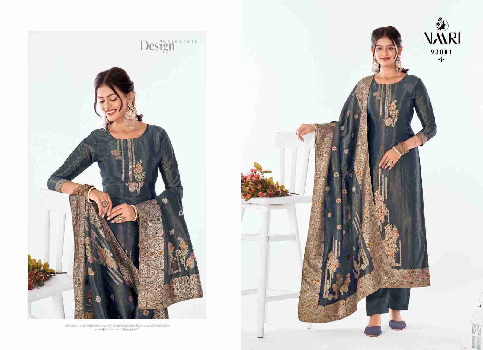 Nusarat By Naari 93001 To 93004 Series Beautiful Stylish Festive Suits Fancy Colorful Casual Wear & Ethnic Wear & Ready To Wear Pure Jacquard Dresses At Wholesale Price