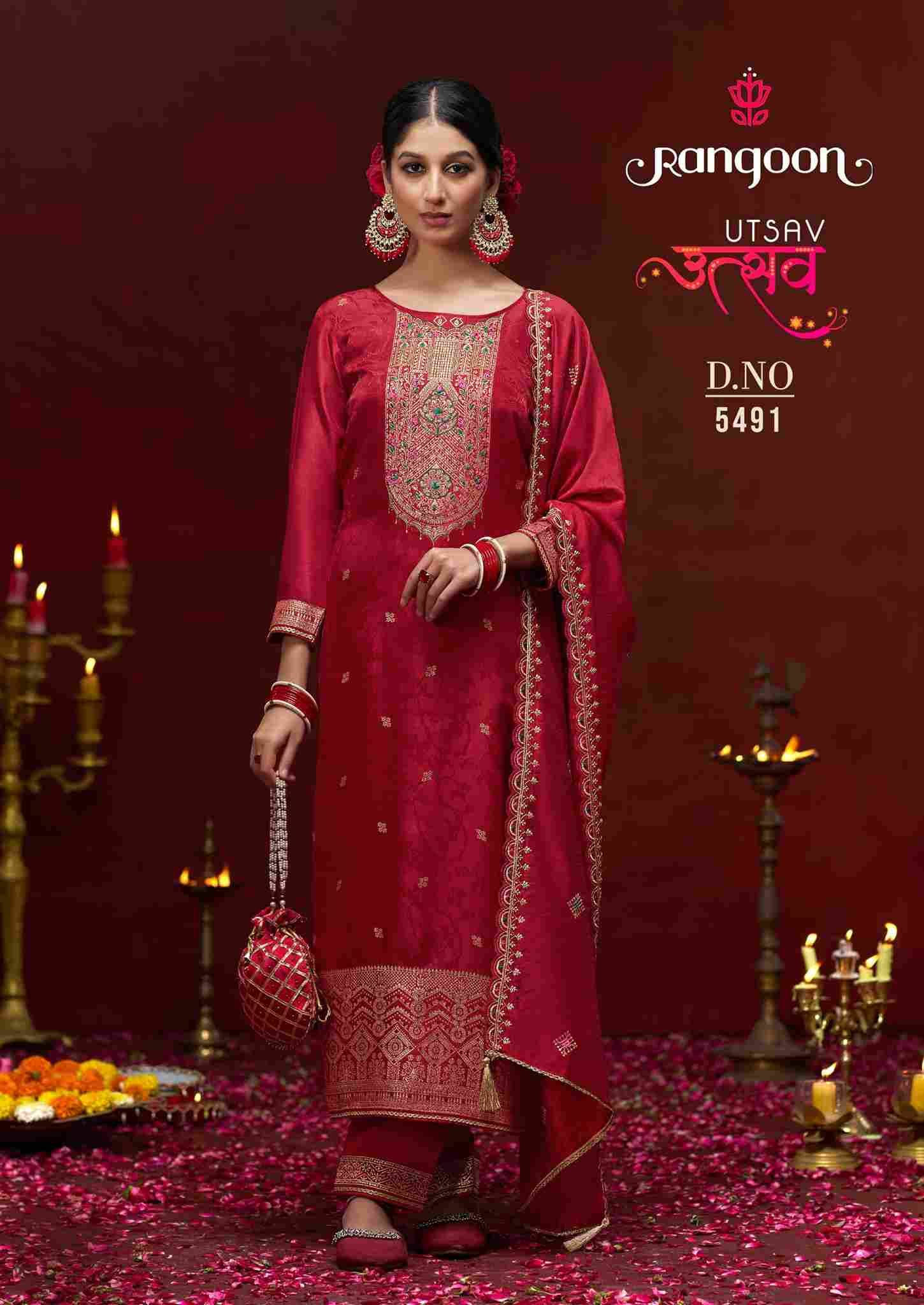 Utsav By Rangoon 5491 To 5494 Series Beautiful Festive Suits Stylish Fancy Colorful Casual Wear & Ethnic Wear Pure Dola Jacquard Dresses At Wholesale Price